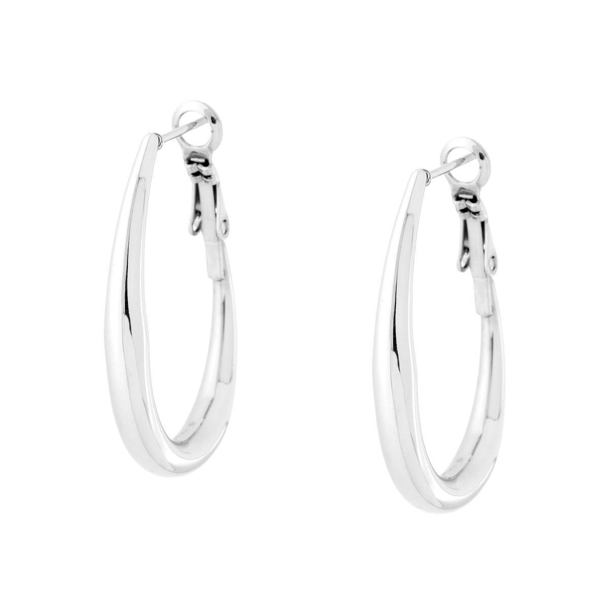 Orecchini Cerchio Goccia mm 33 in ACCIAIO<BR>