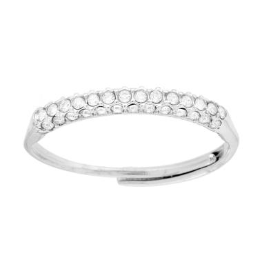 Anello Veretta con Crystal Bianchi in ACCIAIO<BR>