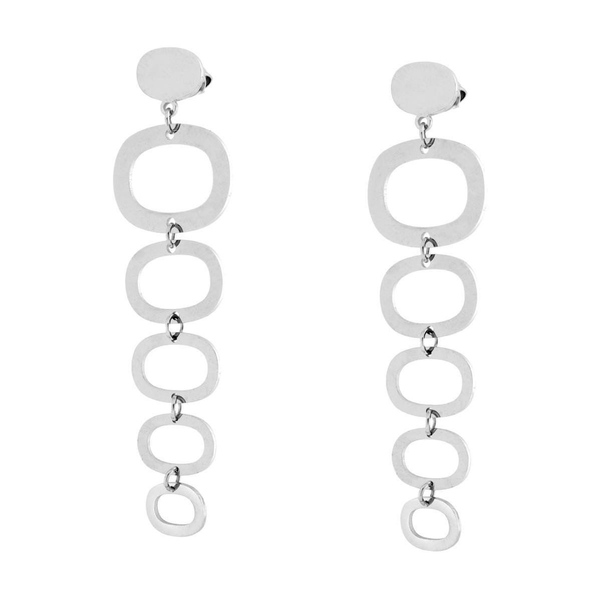 Orecchini Lunghi con Ovali pendenti in ACCIAIO<BR>