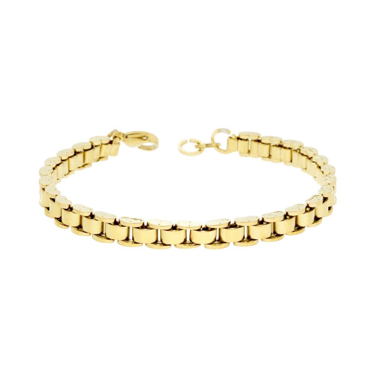 Bracciale Uomo Maglia Imperniata cm 20 in ACCIAIO colore Oro<BR>