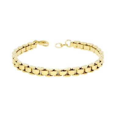 Bracciale Uomo Maglia Imperniata cm 20 in ACCIAIO colore Oro<BR>