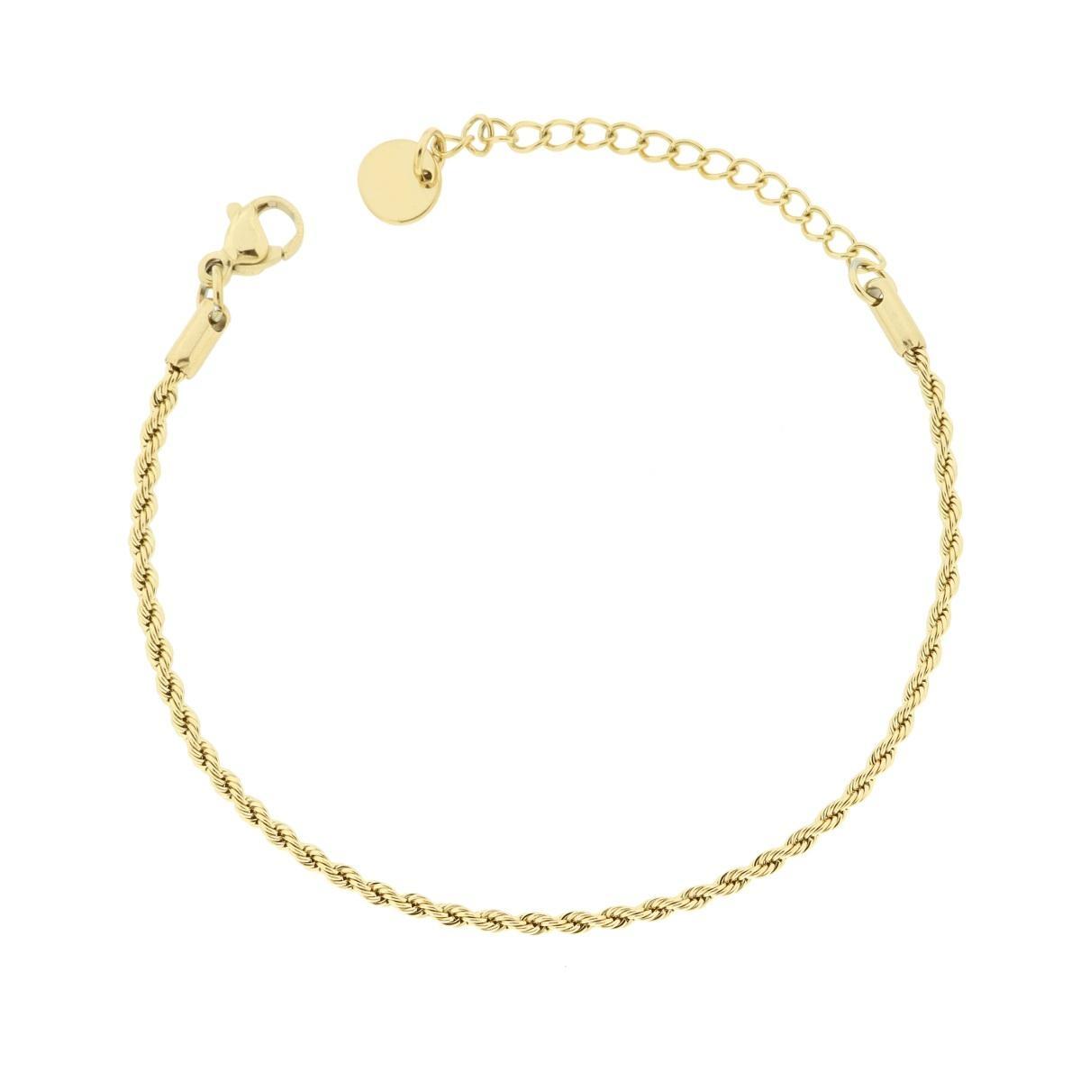 Bracciale Catena Corda Diamantata mm 1.6 in ACCIAIO colore Oro<BR>