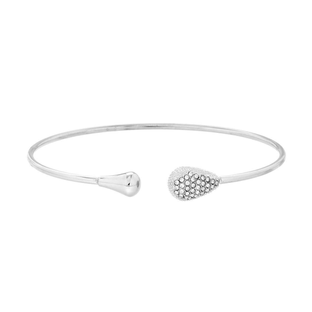 Bracciale Filo con Goccia e Crystal Bianchi in ACCIAIO<BR>