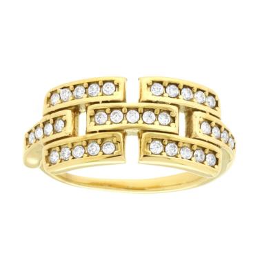 Anello Geometrico con Crystal Bianchi in ACCIAIO colore Oro