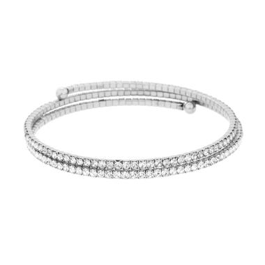 Bracciale Tennis Semirigido modello Schiava con Crystal Bianchi in ACCIAIO<BR>