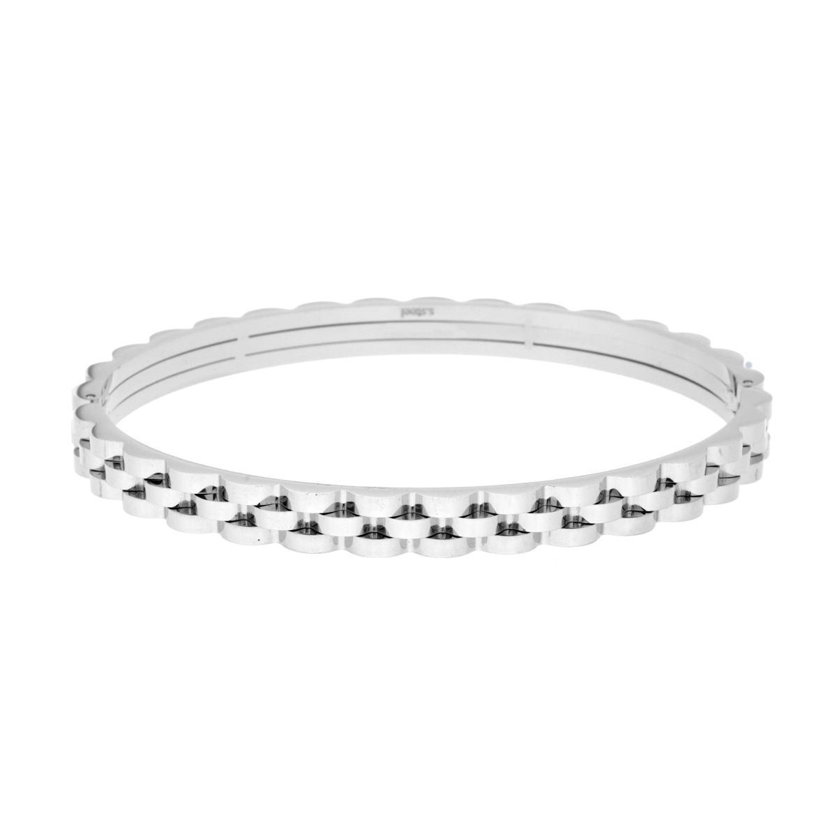 Bracciale Rigido modello Schiava Catena Ondulata in ACCIAIO<BR>