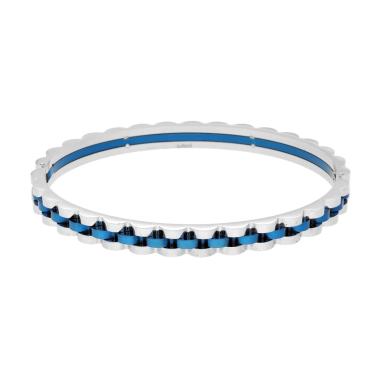 Bracciale Rigido modello Schiava Catena Ondulata Blu in ACCIAIO