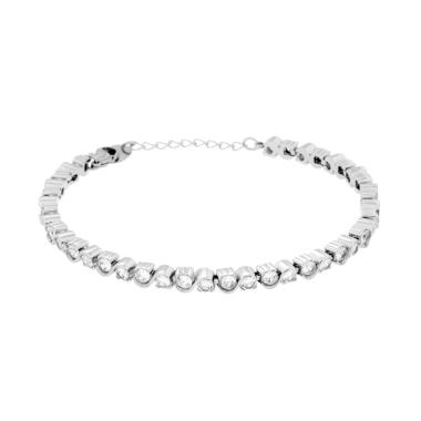 Bracciale Tennis Griffe con Infiniti cm 18+3 con Crystal mm 3 Bianco in ACCIAIO<BR>
