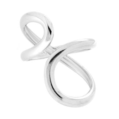 Anello Contrarie Fascia con Incrocio a Goccia in ACCIAIO <BR>