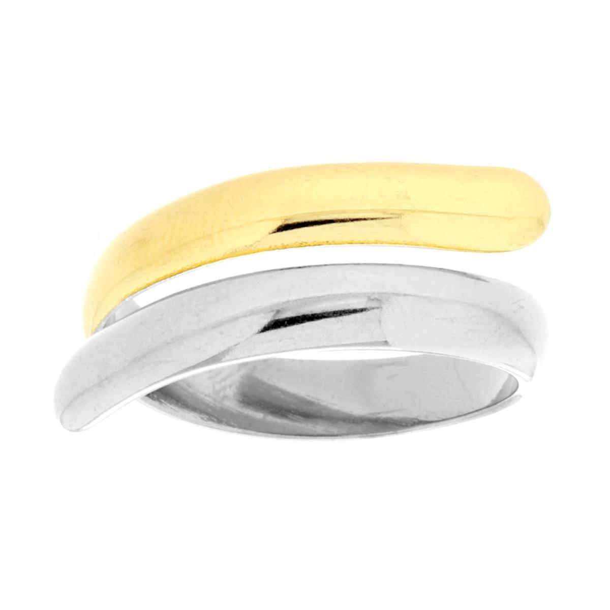 Anello Contrarie Fascia con dettaglio colore Oro in ACCIAIO <BR>