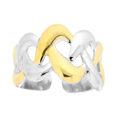 Anello Fascia a Treccia con dettagli colore Oro in ACCIAIO <BR>