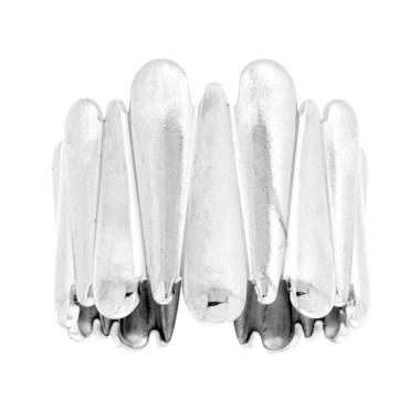 Anello Fascia con elementi a Goccia alternati in ACCIAIO <BR>