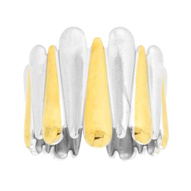 Anello Fascia con elementi a Goccia alternati colore Oro in ACCIAIO <BR>