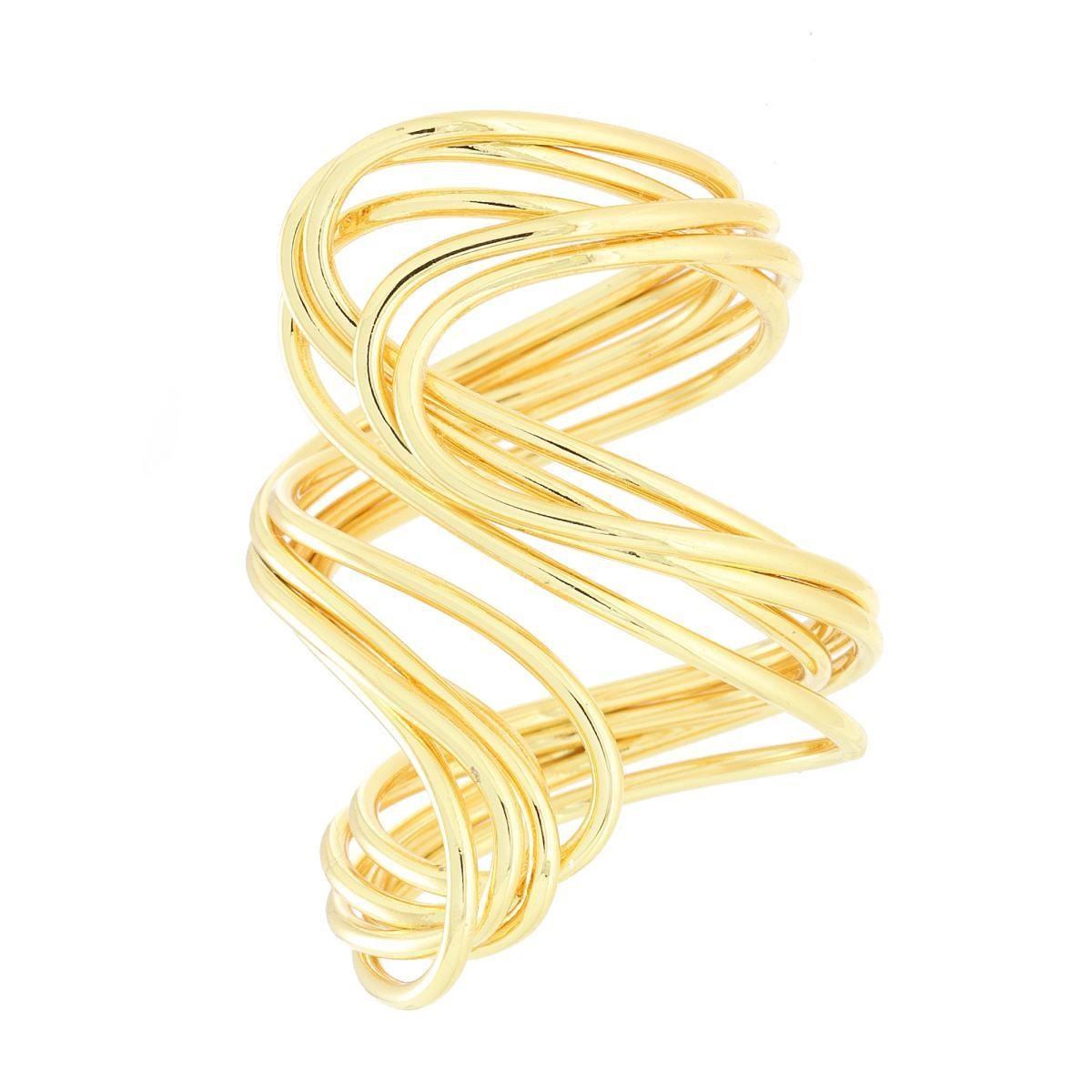Anello Fascia Multifilo Contrarie in ACCIAIO colore Oro<BR>