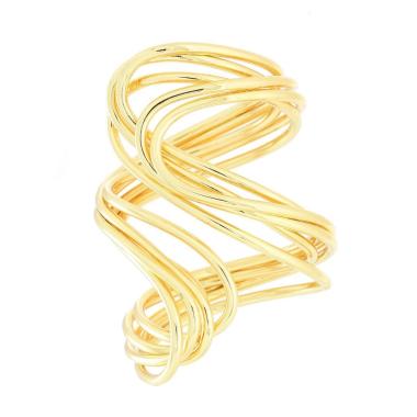 Anello Fascia Multifilo Contrarie in ACCIAIO colore Oro<BR>