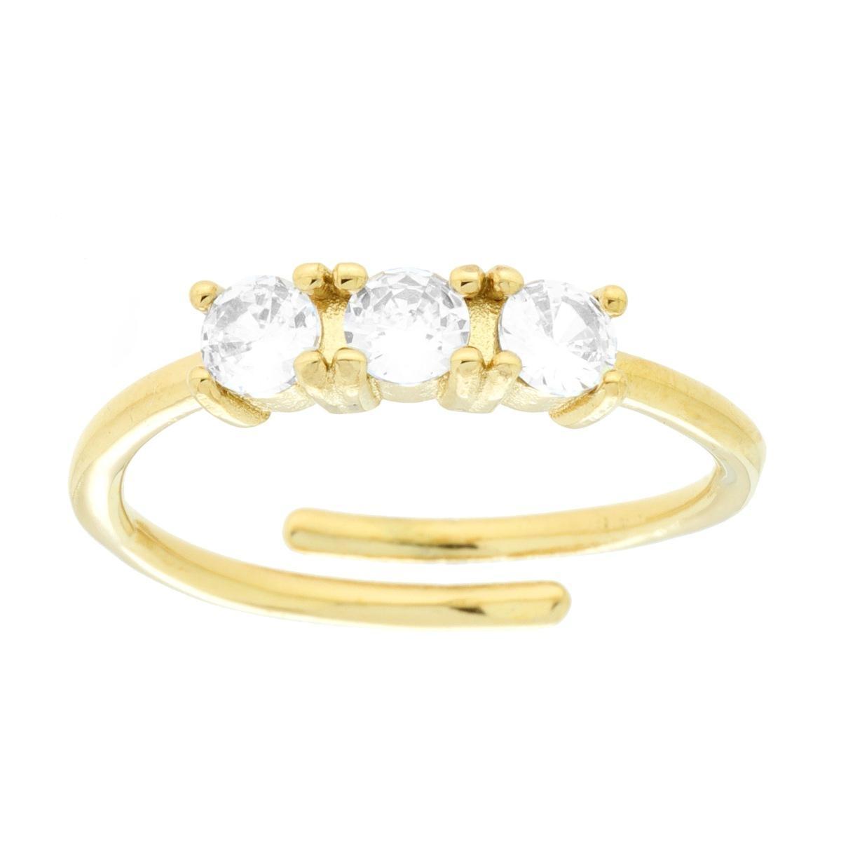 Anello Trilogy con Crystal Bianchi mm 3.5 in ACCIAIO colore Oro<BR>
