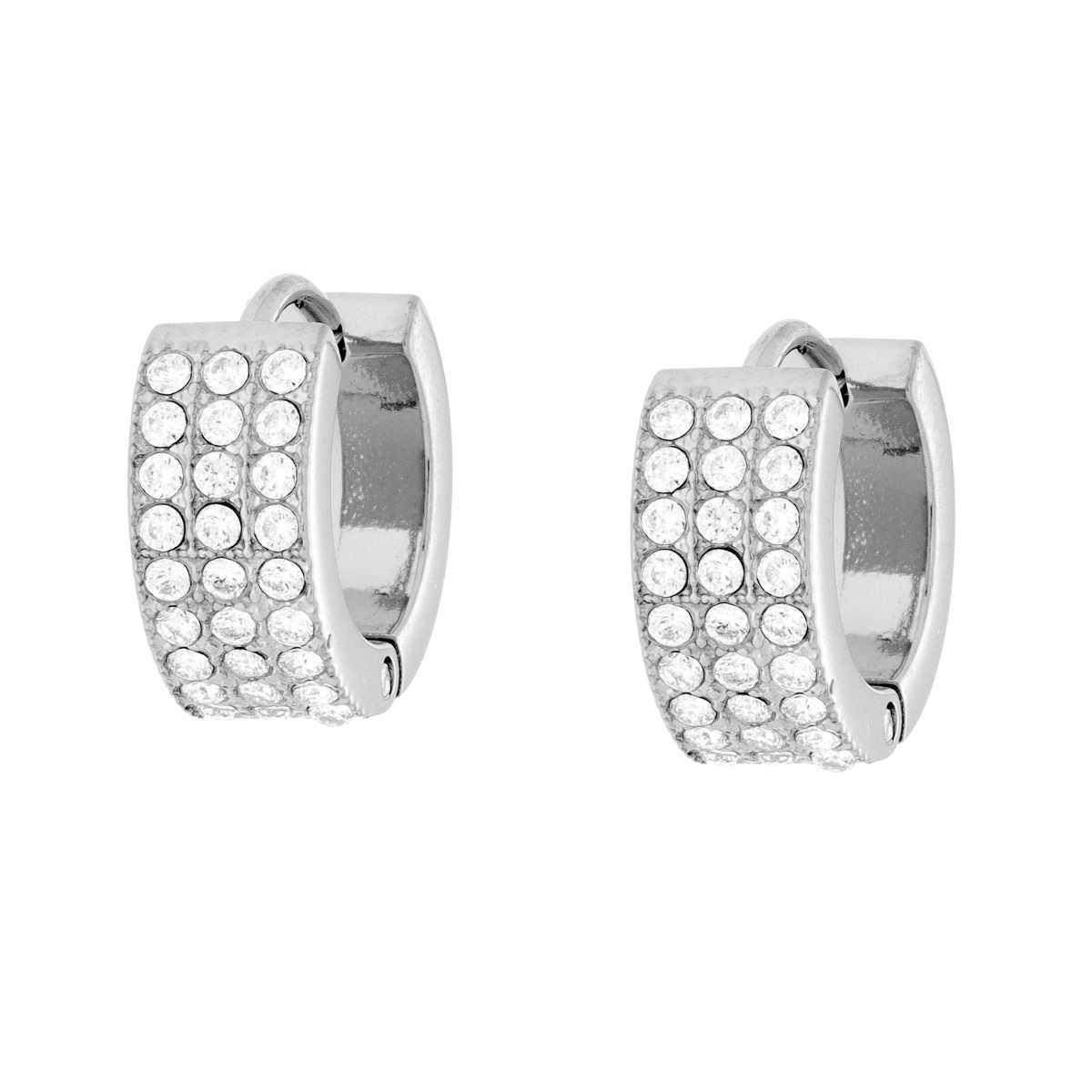 Orecchini Cerchio con Crystal Bianchi in ACCIAIO <BR>