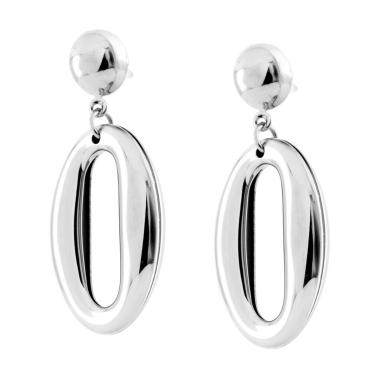 Orecchini Ovale pendente in ACCIAIO<BR>