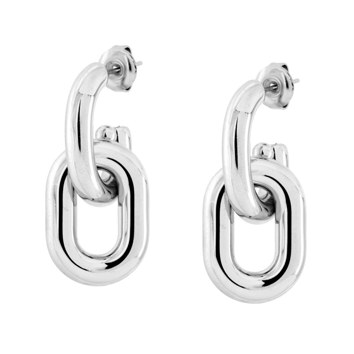 Orecchini Cerchio Ovale pendente in ACCIAIO<BR>