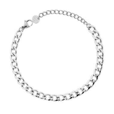 Bracciale Catena Grumetta Diamantata mm 6 in ACCIAIO<BR>