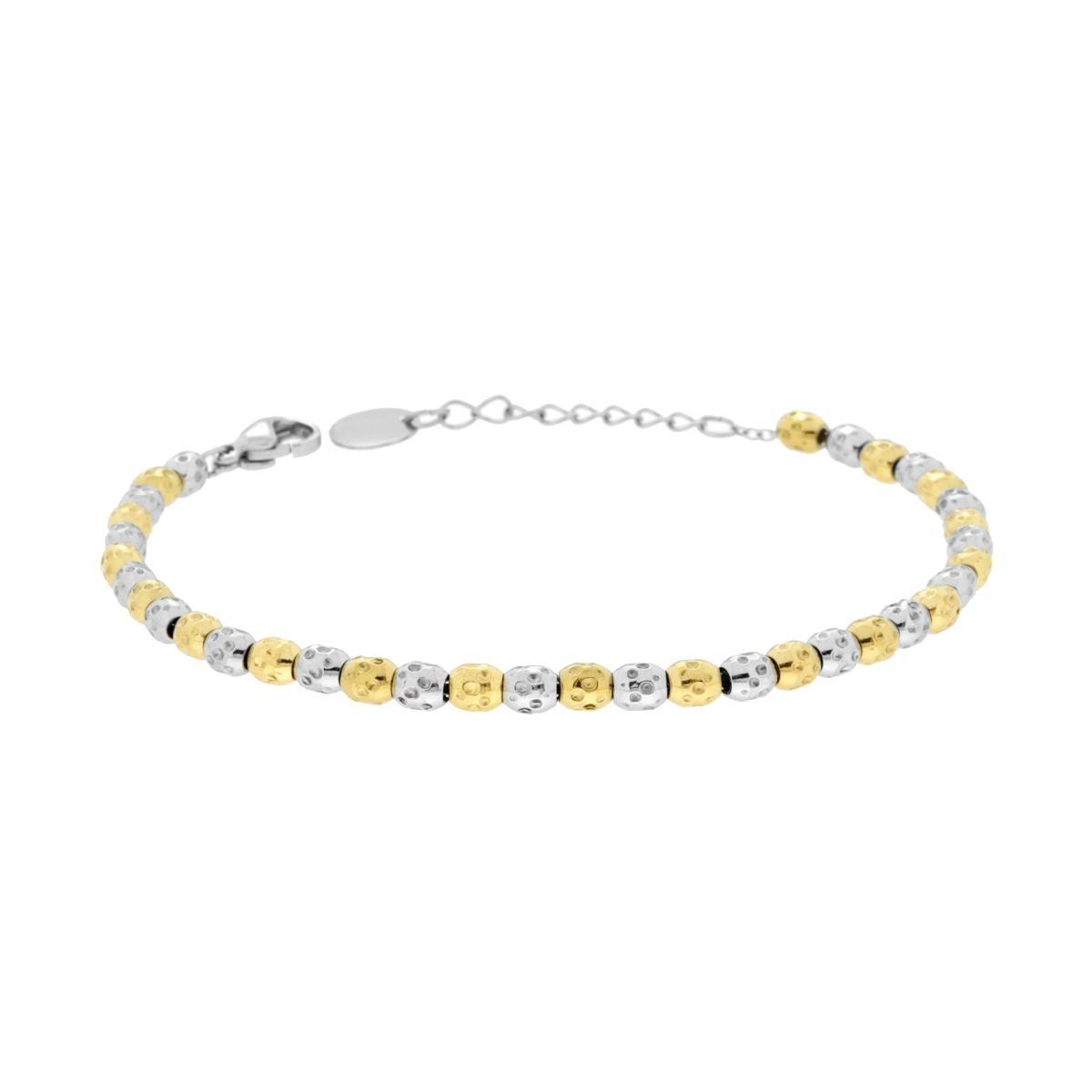 Bracciale Catena di Ovaline Martellate alternate colore Oro in ACCIAIO <BR>