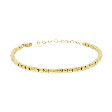 Bracciale Catena di Cilindretti Martellati in ACCIAIO colore Oro