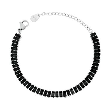 Bracciale Tennis con Crystal Neri Baguette in ACCIAIO 