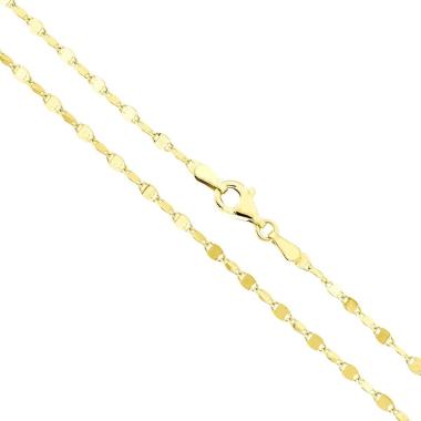 Catena Forzatina a Specchio Diamantata sezione 2.2 lunghezza cm 45 in ARGENTO 925 Galvanica Oro