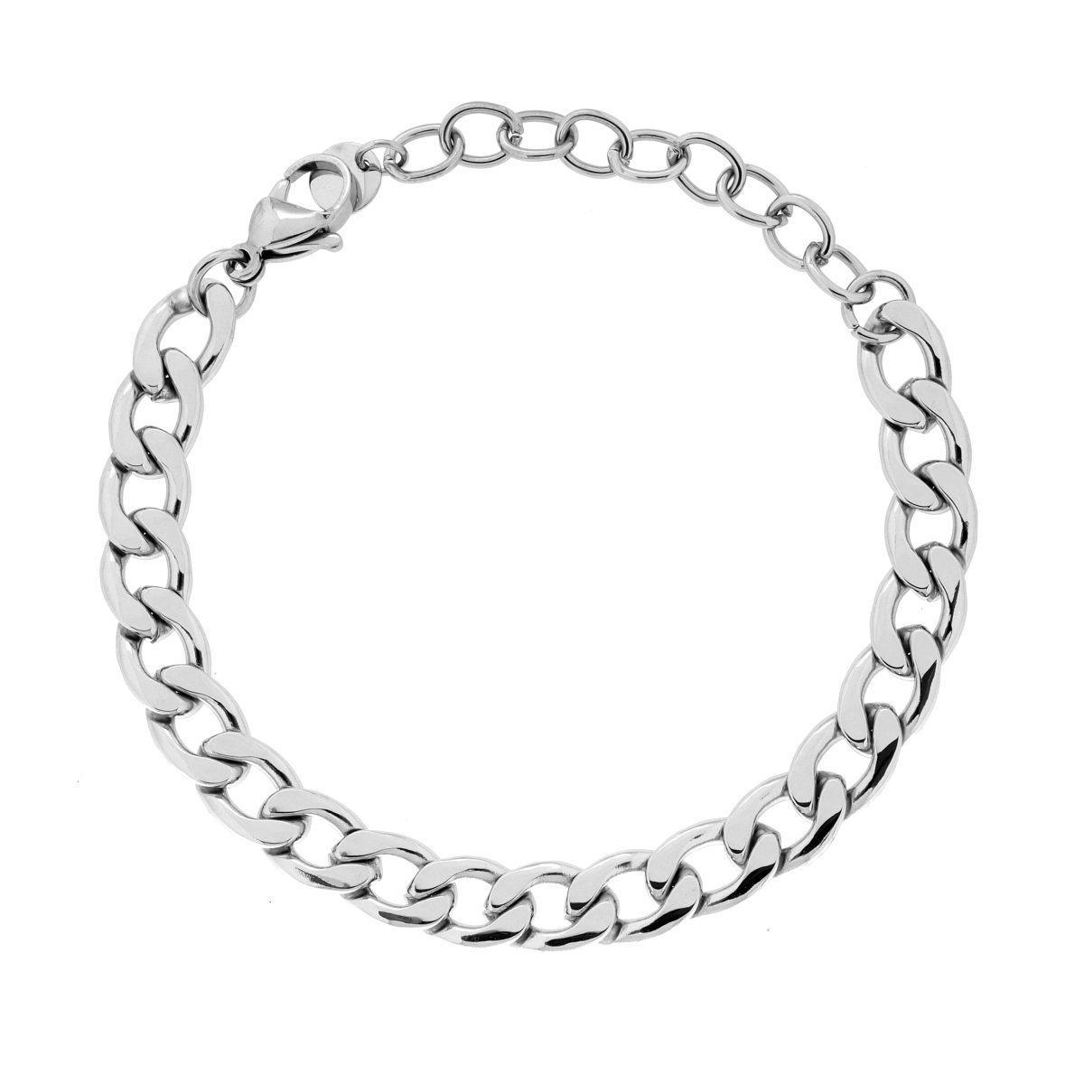 Bracciale Catena Grumetta cm 17+5 in ACCIAIO<BR>
