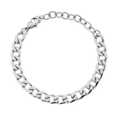 Bracciale Catena Grumetta cm 17+5 in ACCIAIO<BR>