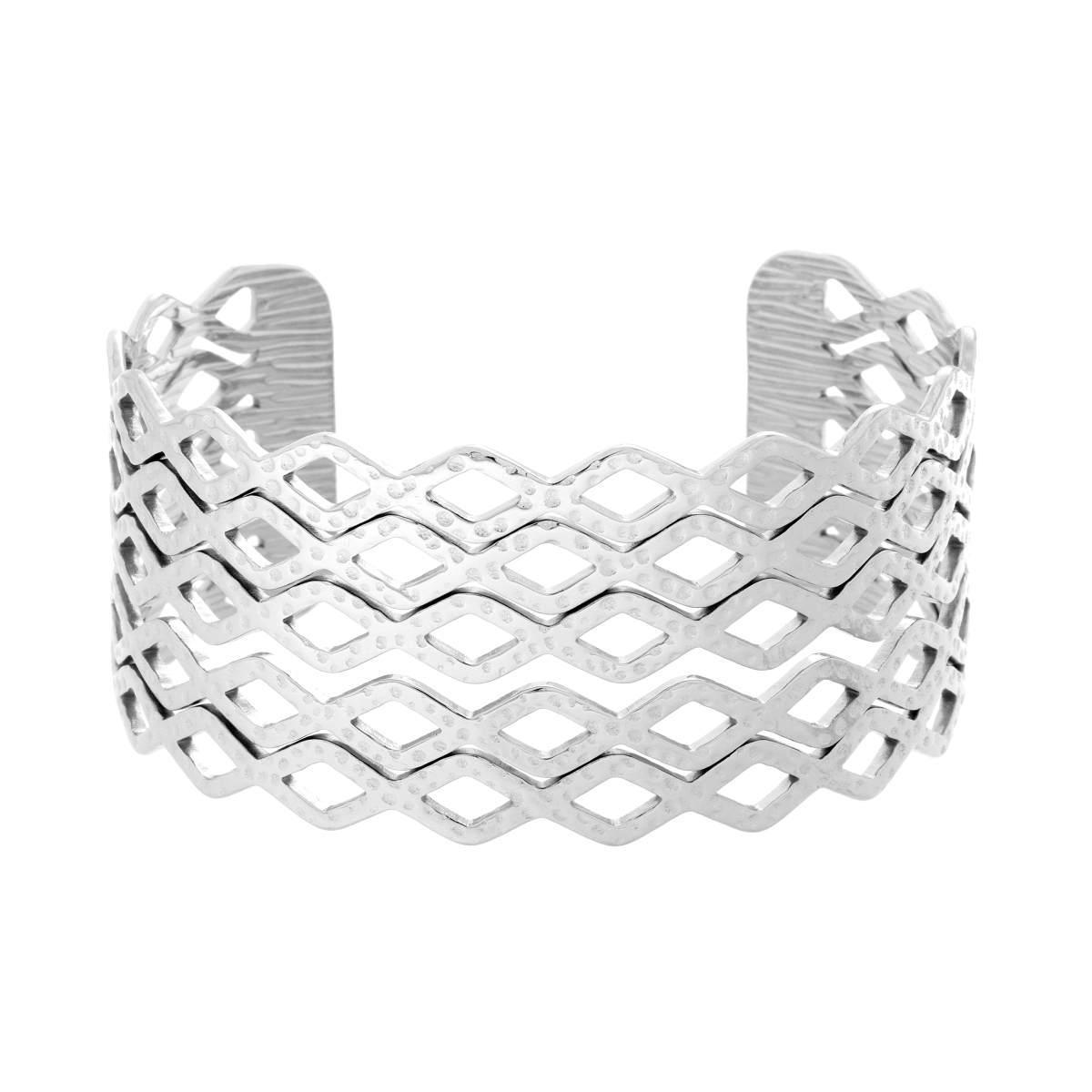 Bracciale Rigido modello Schiava Fascia Multifilo con Rombi in ACCIAIO