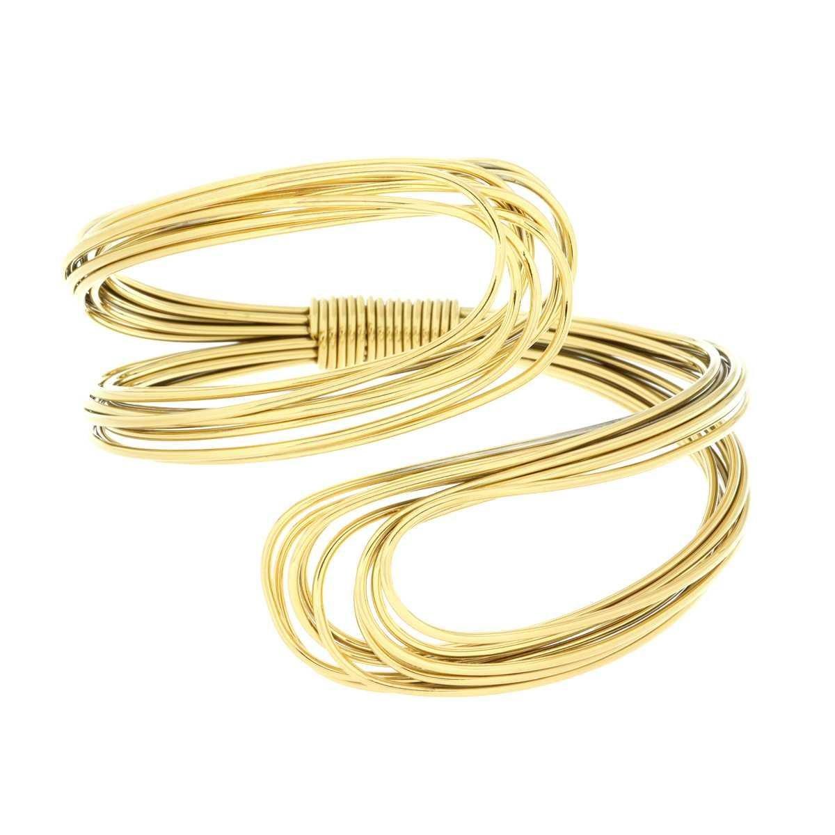 Bracciale Rigido modello Schiava Fascia Multifilo Contrarie in ACCIAIO colore Oro<BR>