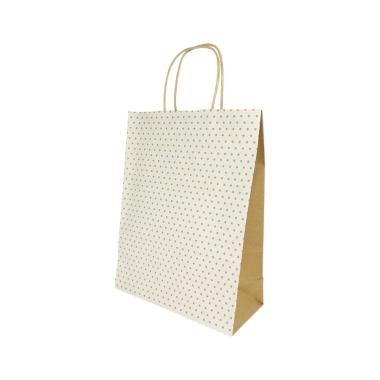 Shopper in carta colore bianco a pois h.37 x l.27 x p.12 cm