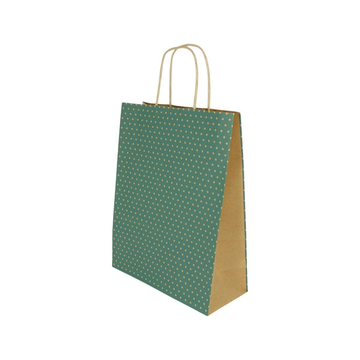 Shopper in carta colore verde a pois h.37 x l.27 x p.12 cm