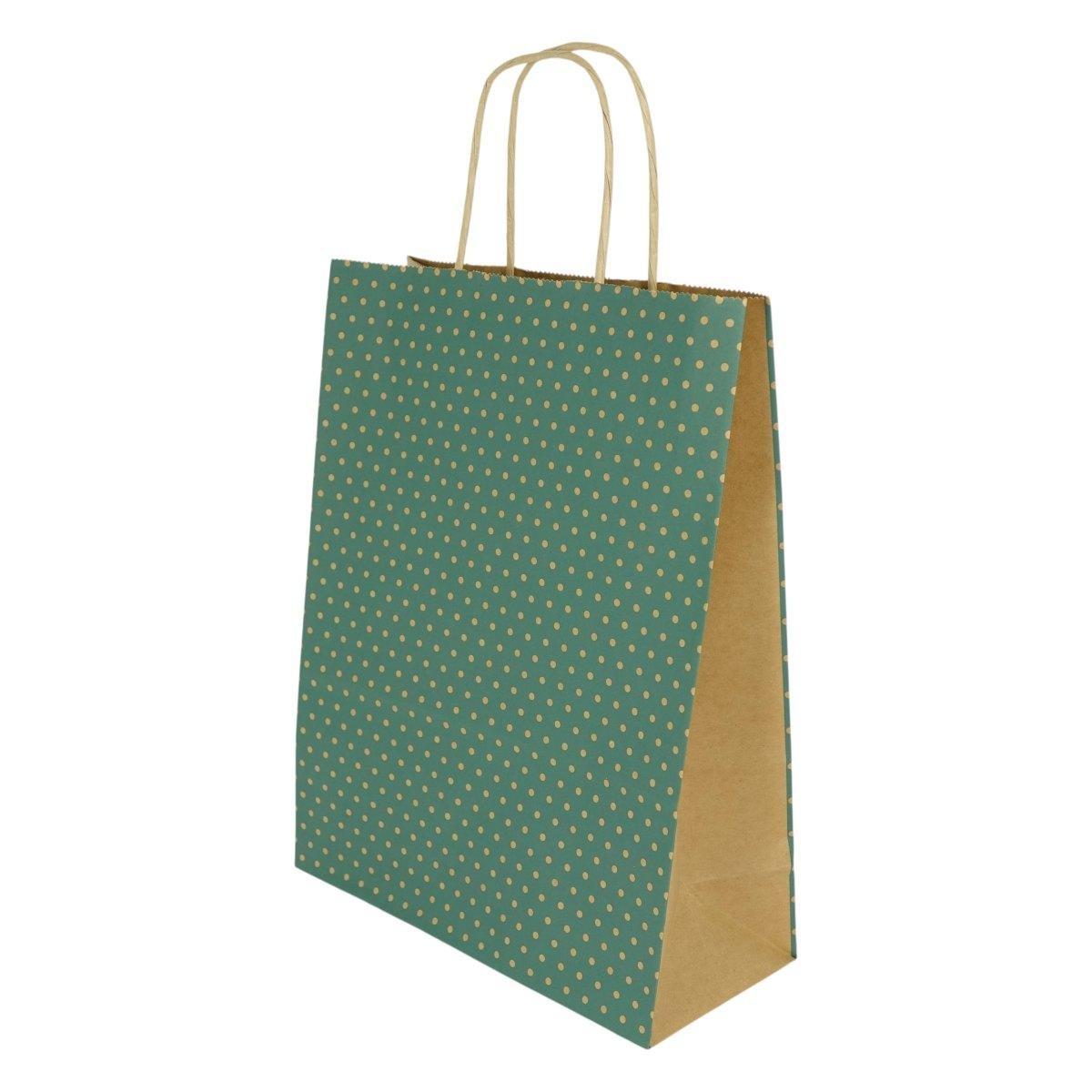 Shopper in carta colore verde a pois h.41 x l.36 x p.12 cm