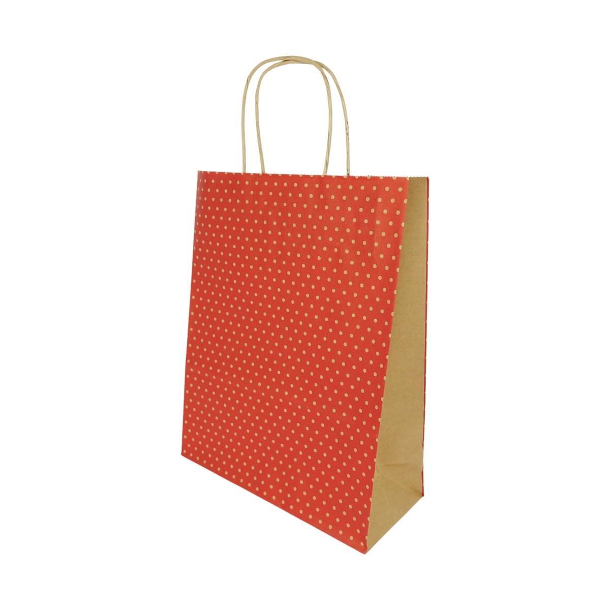 Shopper in carta colore rosso a pois h.37 x l.27 x p.12 cm