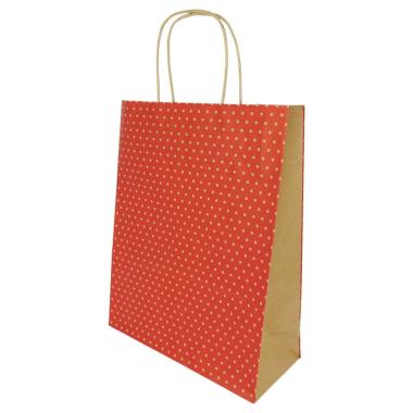 Shopper in carta colore rosso a pois h.41 x l.36 x p.12 cm