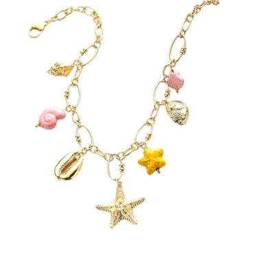 Collana donna con conchiglie pendenti in corda cerata