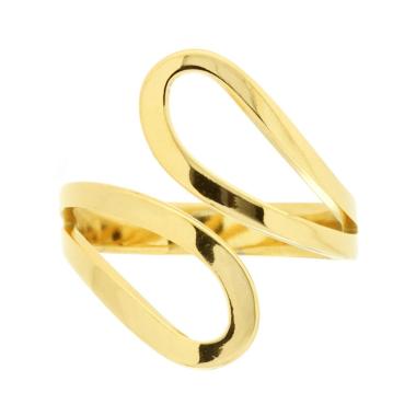 Anello Filo Contrarie Martellato in ACCIAIO colore Oro
