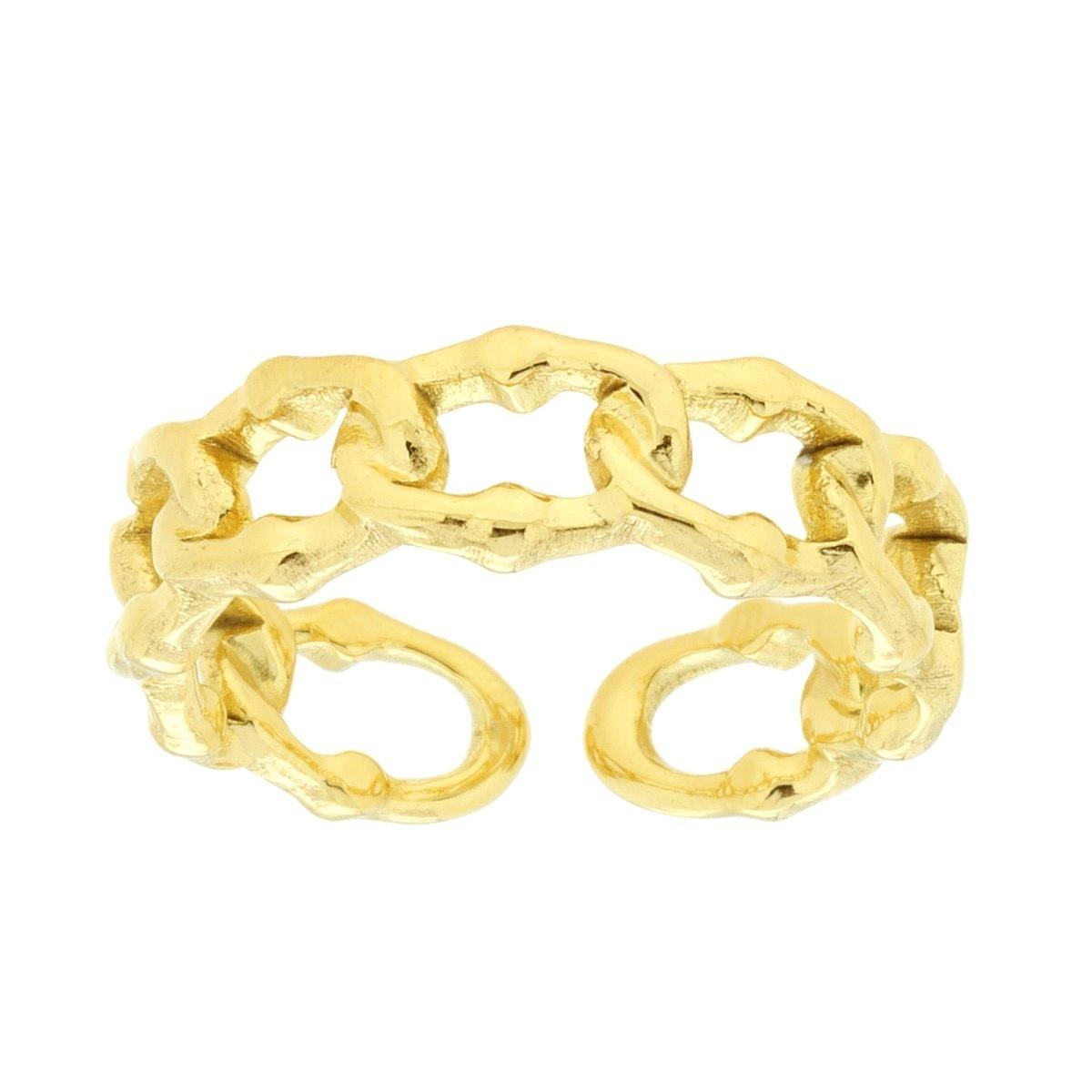 Anello Fascia Catena Grumetta in ACCIAIO colore Oro<BR>