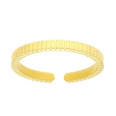 Anello Fedina Rigata in ACCIAIO colore Oro<BR>