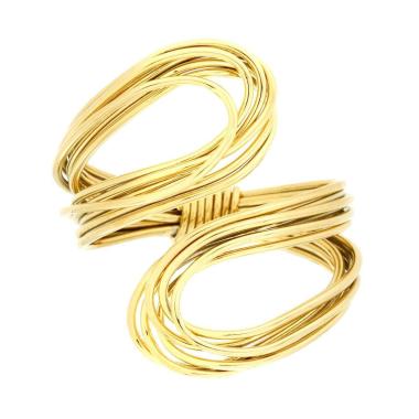 Anello Fascia Multifilo Contrarie in ACCIAIO colore Oro<BR>