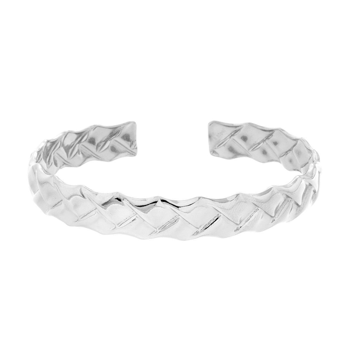 Bracciale Rigido modello Schiava effetto Treccia Martellata in ACCIAIO