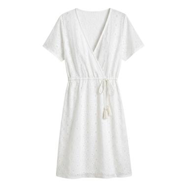 Copricostume corto donna in cotone motivo traforato Twiggy