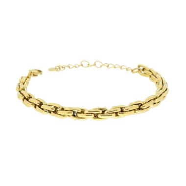 Bracciale Catena Forzatina Multimaglia in ACCIAIO colore Oro<BR>