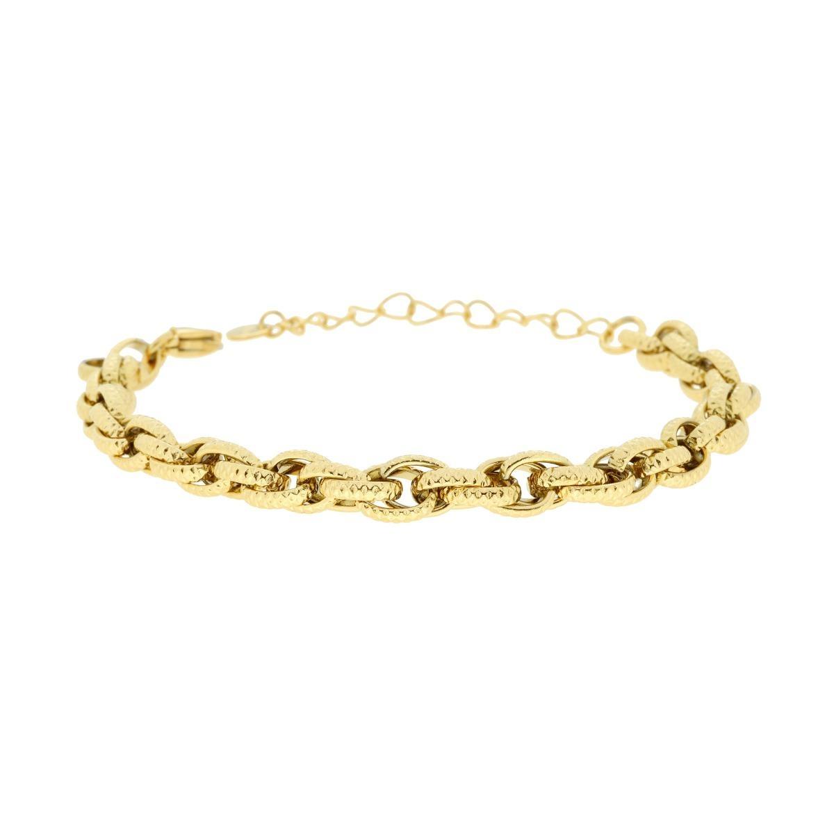 Bracciale Catena Forzatina Multimaglia Diamantata in ACCIAIO colore Oro