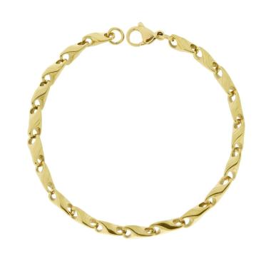 Bracciale Uomo Catena Pesci in ACCIAIO colore Oro<BR>