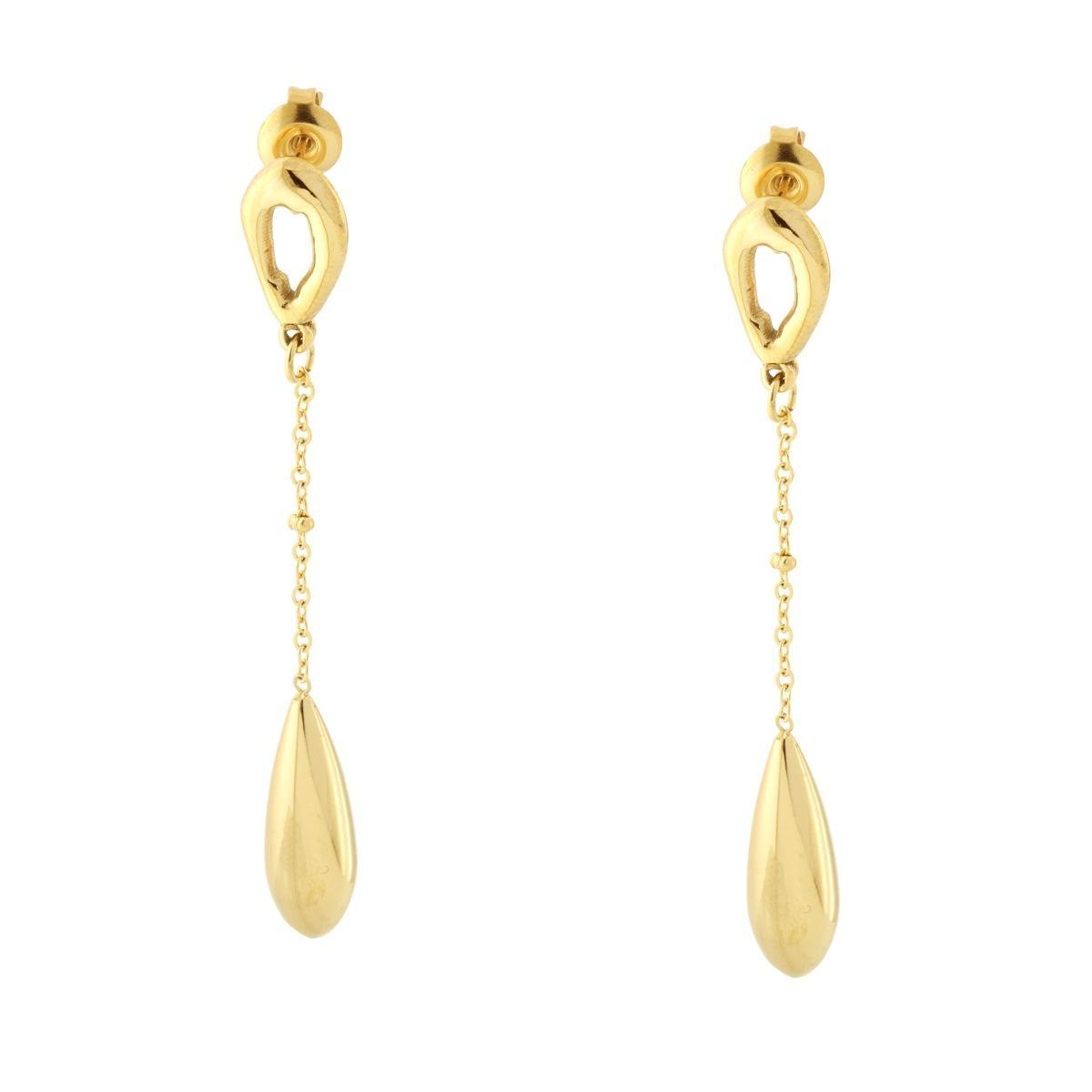 Orecchini Goccia con Pendolo pendente in ACCIAIO colore Oro<BR>