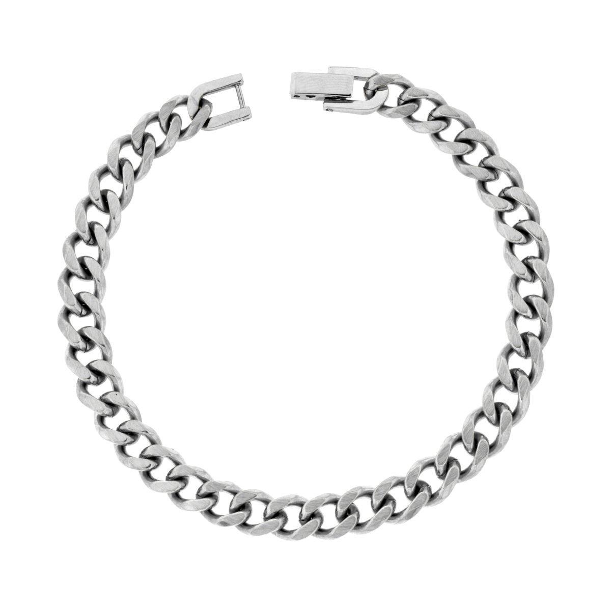 Bracciale Catena Grumetta Diamantata in ACCIAIO<BR>