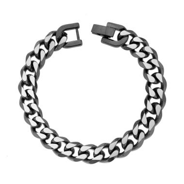 Bracciale Catena Grumetta Diamantata colore Nero in ACCIAIO<BR>